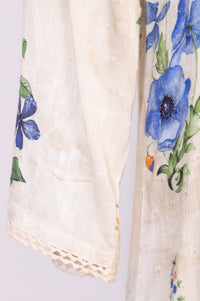 Beige Floral Printed Straight Kurta with Palazzo Co-ord Set