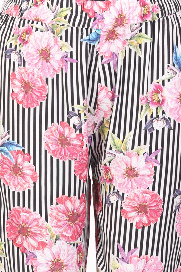 Black Floral Printed Straight Kurta and Pants Set