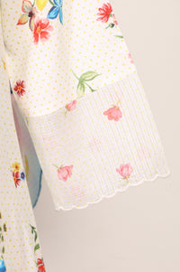 Off White Floral Printed Rayon Straight Kurta with Palazzo and Dupatta Set