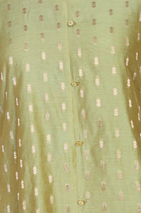 Green Yarn Dyed Chanderi Butta Straight Kurta with Trousers Co-ord Set