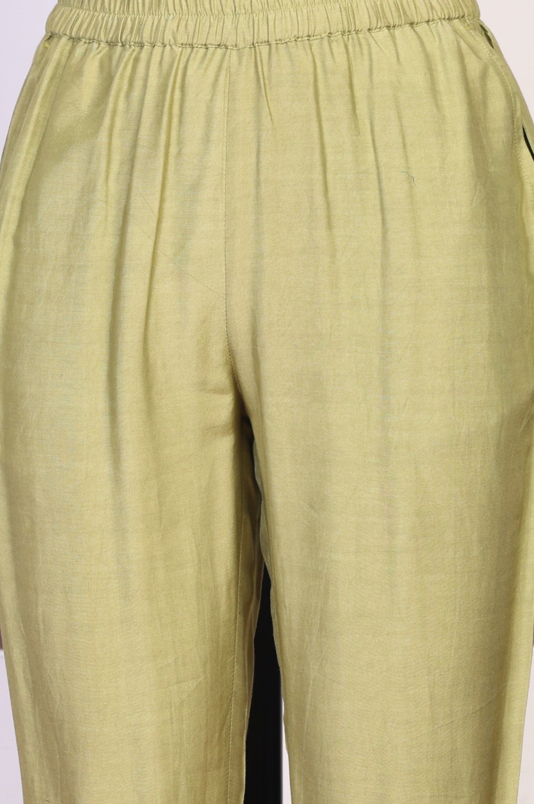 Green Yarn Dyed Chanderi Butta Straight Kurta with Trousers Co-ord Set