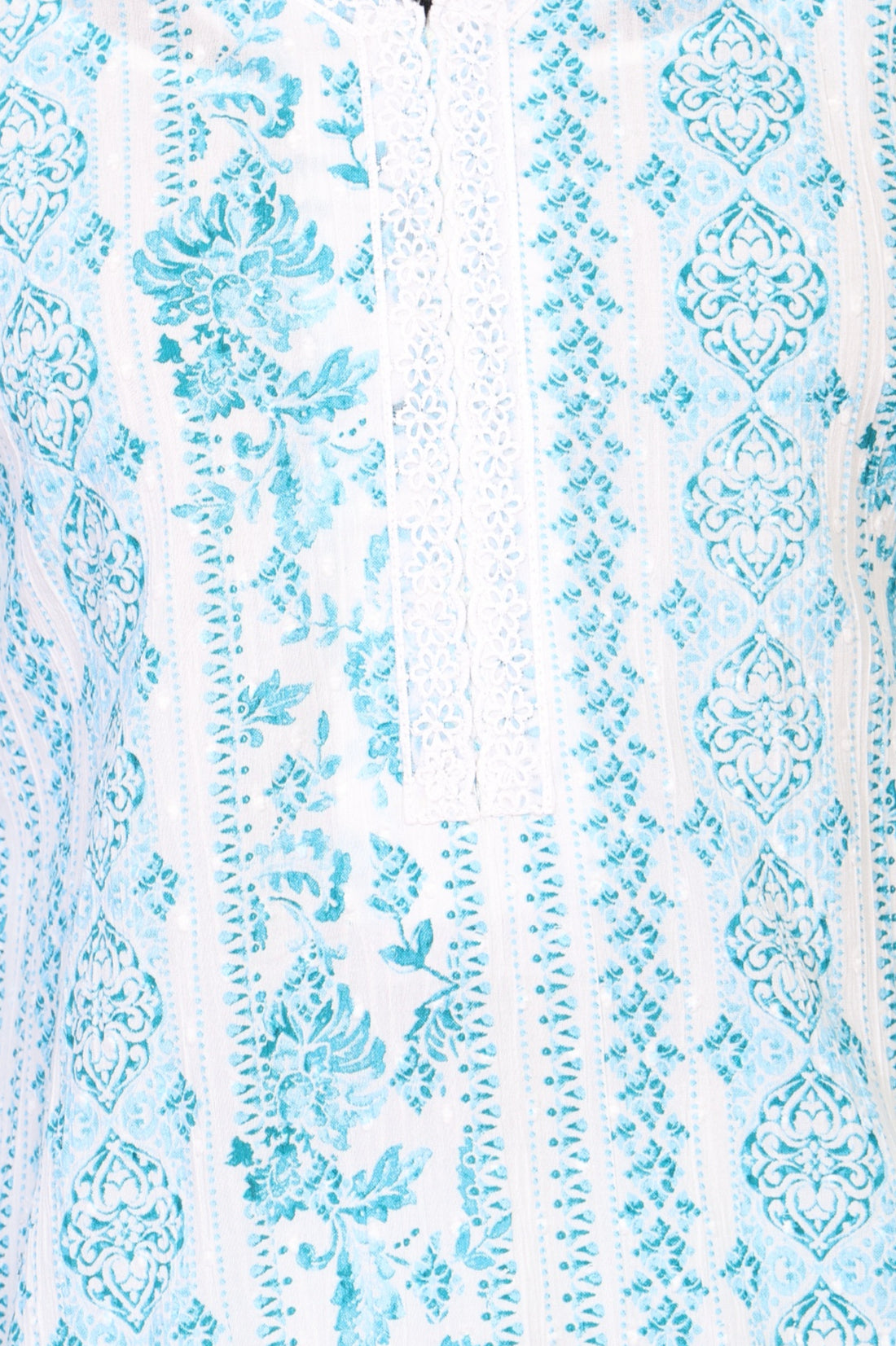 White Floral Printed Pure Cotton Straight Kurta with Salwar Co-ord Set