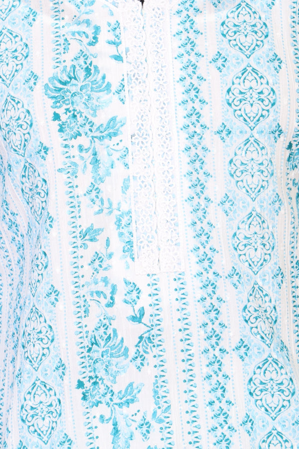 White Floral Printed Pure Cotton Straight Kurta with Salwar Co-ord Set