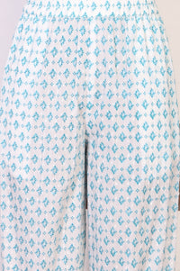 White Floral Printed Pure Cotton Straight Kurta with Salwar Co-ord Set