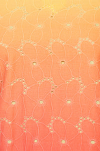 Orange Ombre Embroidered Schiffli Rayon Straight Kurta with Trousers Co-ord Set