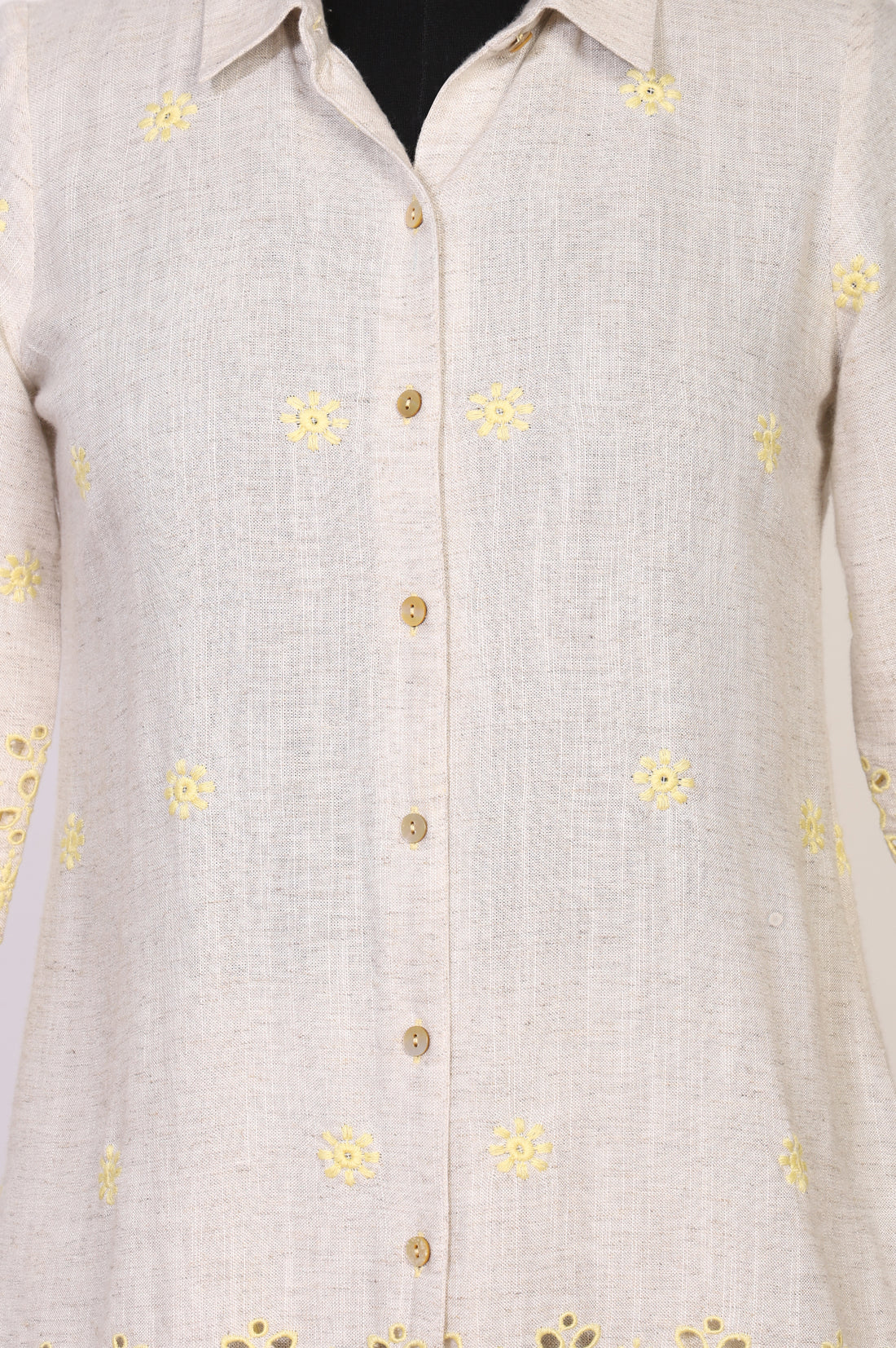 Beige Embroidered Straight Shirt and Palazzo Co-ord Set
