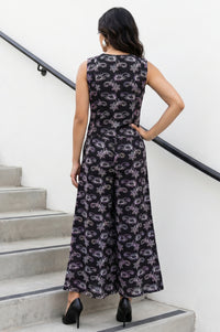 Black Embroidered Pure Cotton Sleeveless Vest Top with Palazzo Co-ord Set