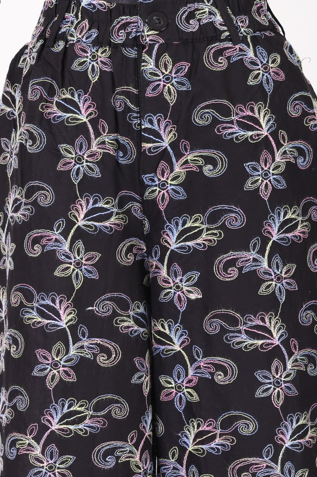 Black Embroidered Pure Cotton Sleeveless Vest Top with Palazzo Co-ord Set