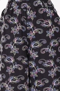 Black Embroidered Pure Cotton Sleeveless Vest Top with Palazzo Co-ord Set