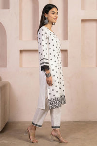 White Thread Embroidered Pure Cotton Straight Kurta with Trousers and Dupatta Set