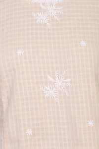 Peach Thread Embroidered Pure Cotton Straight Kurta and Palazzo Set with Dupatta