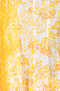 Yellow Paisley Printed Pure Cotton Flared Kurta with Trousers and Dupatta Set