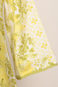 Yellow Floral Printed Embroidered Rayon Straight Kurta with Palazzo Co-ord Set