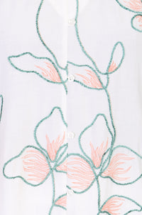 White Thread Embroidered Rayon Straight Kurta with Trousers Co-ord Set
