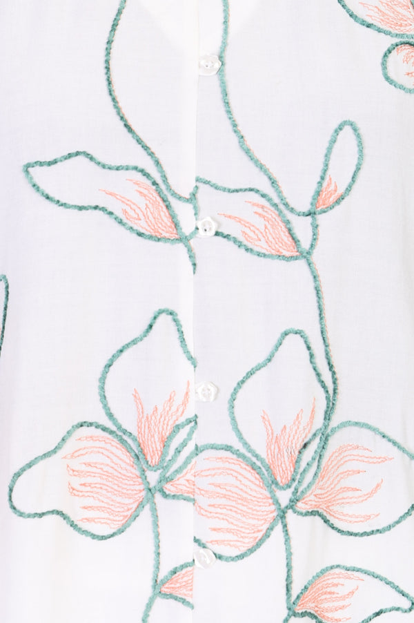 White Thread Embroidered Rayon Straight Kurta with Trousers Co-ord Set