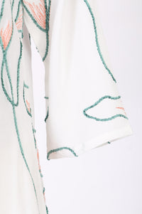 White Thread Embroidered Rayon Straight Kurta with Trousers Co-ord Set