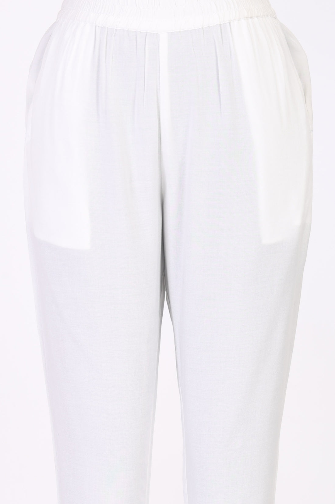 White Thread Embroidered Rayon Straight Kurta with Trousers Co-ord Set
