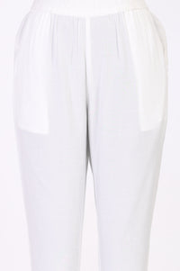 White Thread Embroidered Rayon Straight Kurta with Trousers Co-ord Set