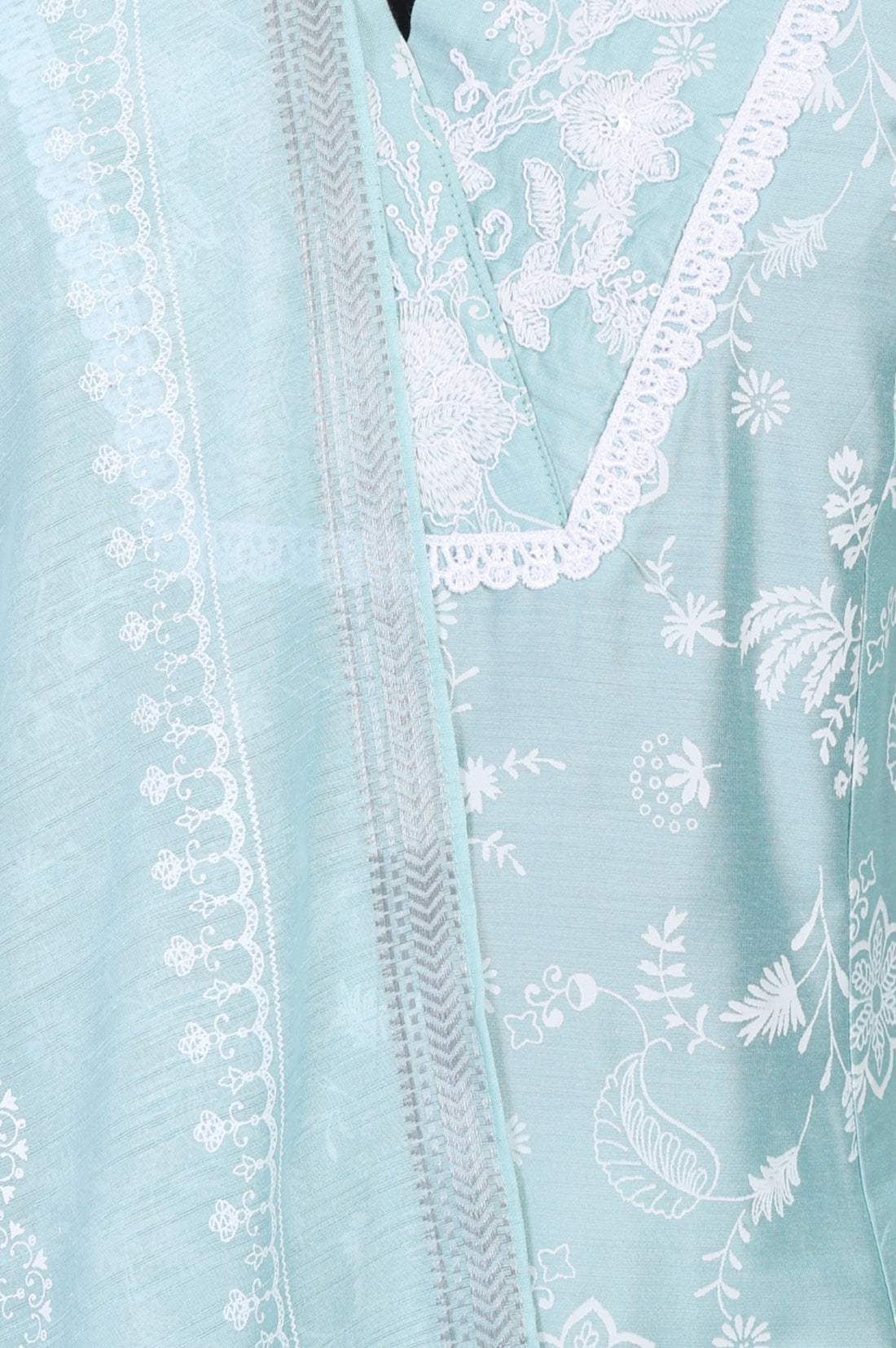 Blue Floral Printed Straight Kurta With Leggings and Dupatta Set