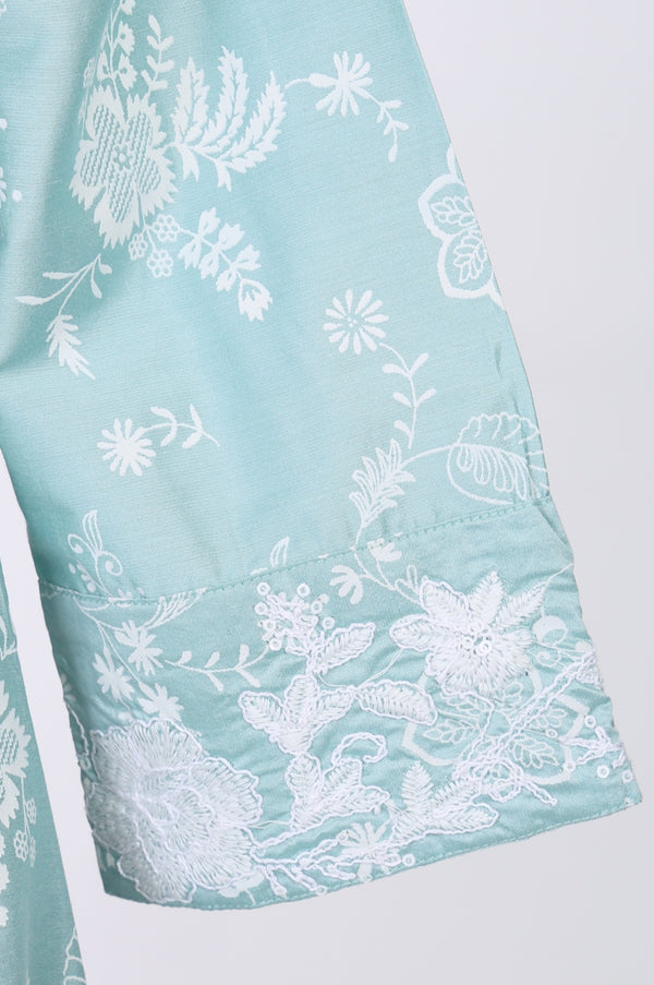 Blue Floral Printed Straight Kurta With Leggings and Dupatta Set