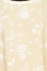 Mustard Floral Printed Lace Straight Kurta with Palazzo and Dupatta Set