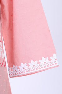 Pink Floral Printed Thread Embroidered Pure Cotton Straight Kurta with Palazzo and Dupatta Set