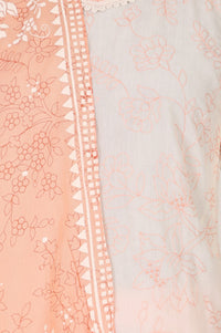 Off-White Thread Embroidered Chanderi Straight Kurta with Palazzo and Dupatta Set