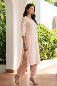 Off-White Thread Embroidered Chanderi Straight Kurta with Palazzo and Dupatta Set