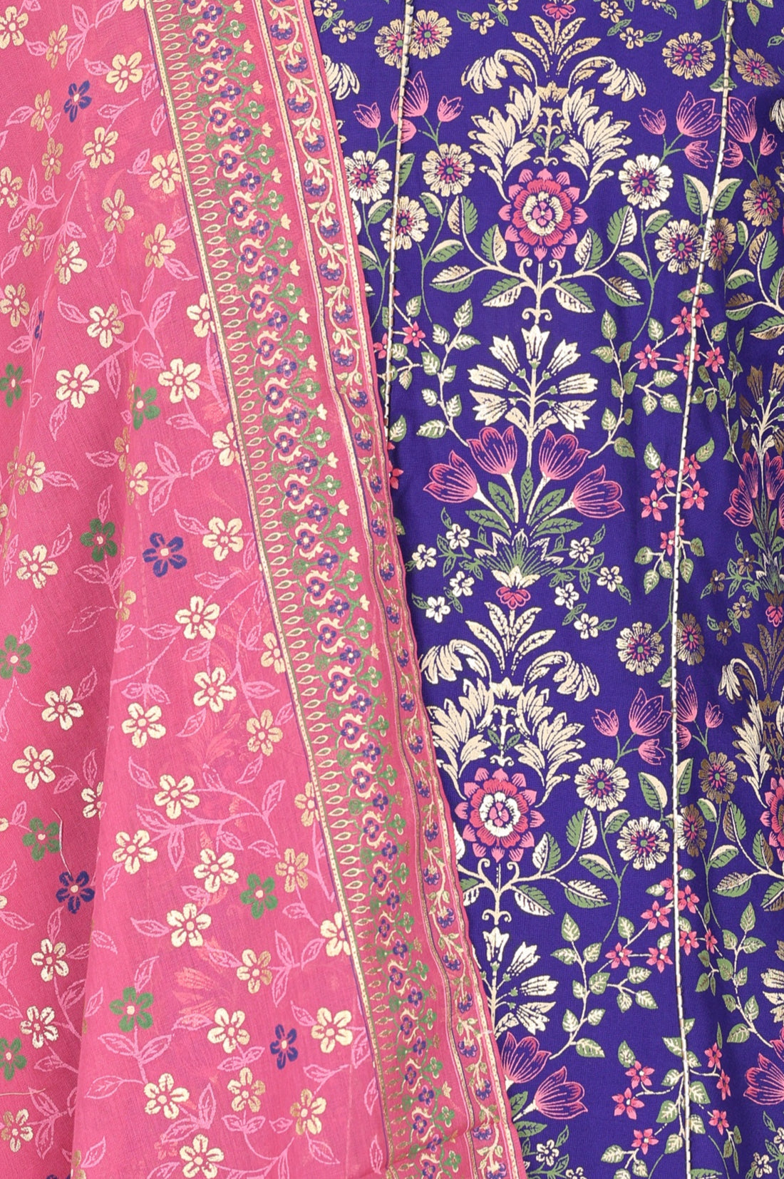 Purple Floral Printed Rayon Straight Kurta with  and Dupatta Set