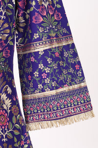 Purple Floral Printed Rayon Straight Kurta with  and Dupatta Set
