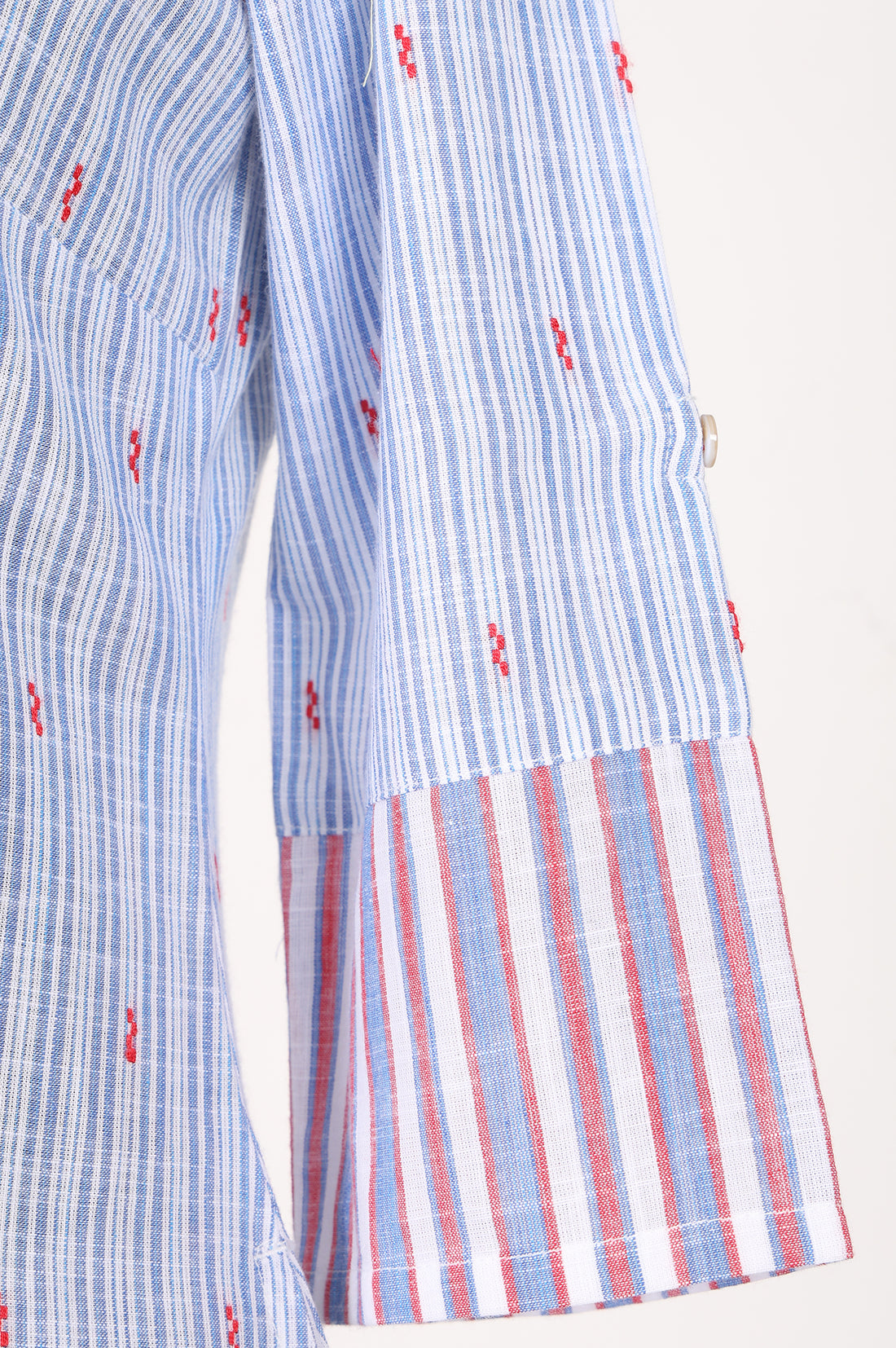 Blue Striped Cotton Rayon Straight Kurta With Trousers And Dupatta Set