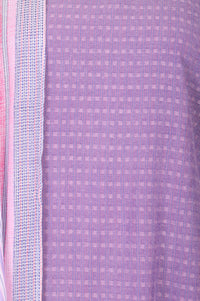Lavender Yarn Dyed Cotton Rayon Straight Kurta With Palazzo And Dupatta Set