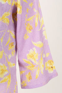 Lavender Floral Printed Pure Cotton Straight Kurta With Salwar and Stole Set