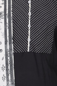 Black Solid Viscose Straight Kurta With Salwar And Stole Set
