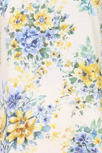 Off White Floral Printed Rayon Straight Kurta with Salwar Set