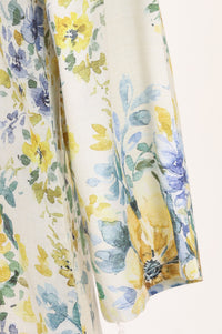 Off White Floral Printed Rayon Straight Kurta with Salwar Set