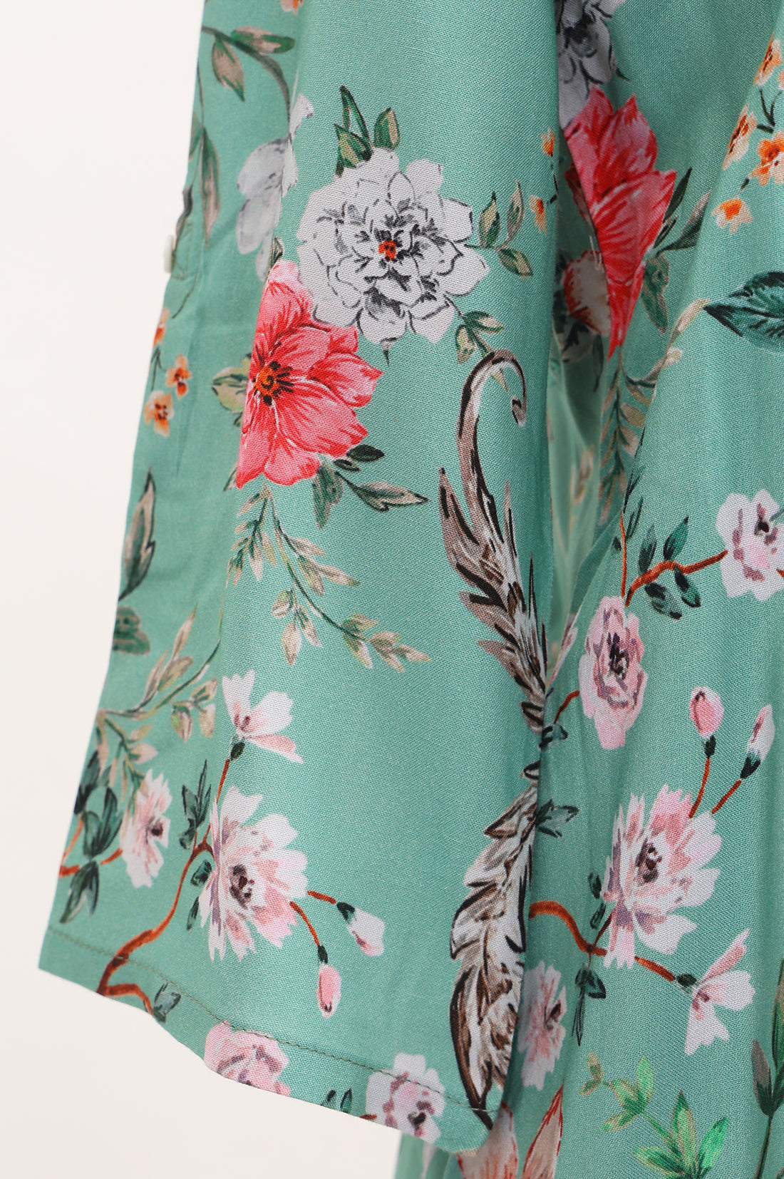 Sea Green Floral Printed Rayon Straight Kurta With Salwar Set