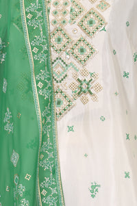 Off White Thread Embroidered Straight Kurta with Sharara and Dupatta Set