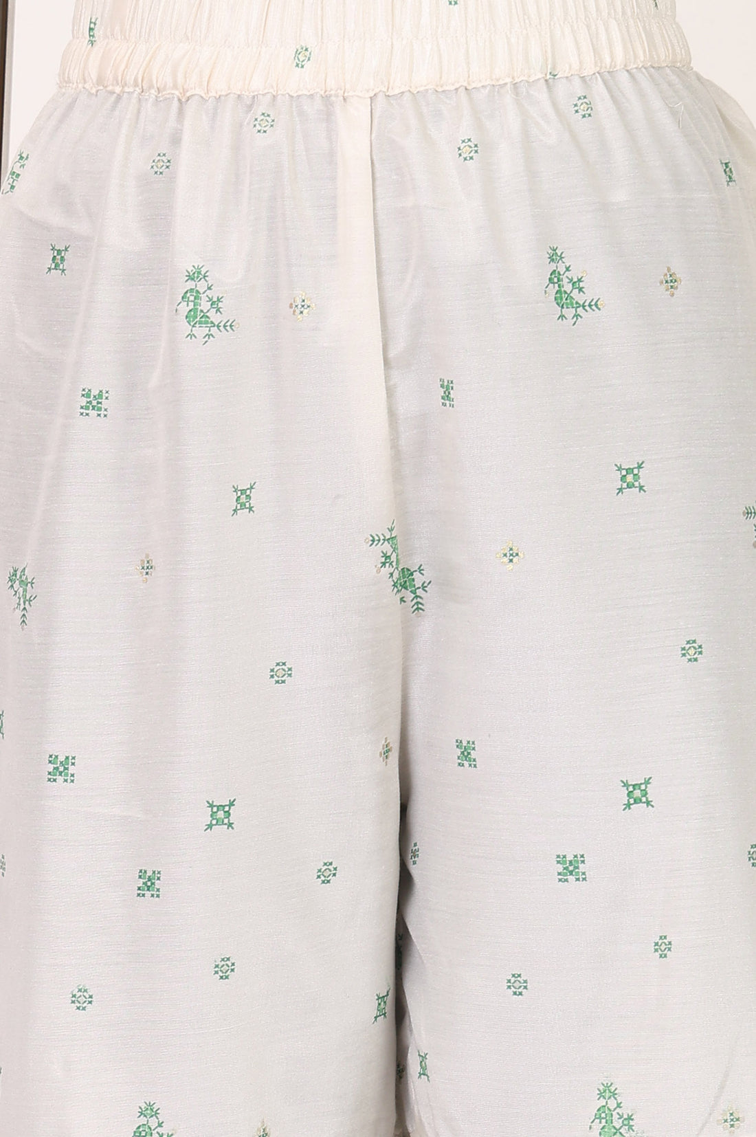 Off White Thread Embroidered Straight Kurta with Sharara and Dupatta Set
