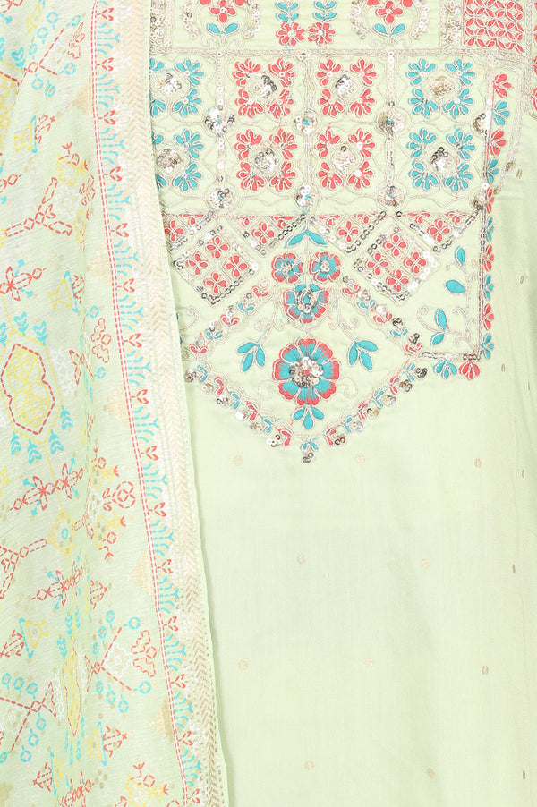 Aurelia Women's Mint Green Sequins Embroidered Straight Kurta with Trousers and Dupatta Set