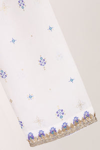 White Thread Embroidered Chanderi Straight Kurta with Trouser and Dupatta Set
