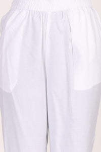 White Thread Embroidered Chanderi Straight Kurta with Trouser and Dupatta Set