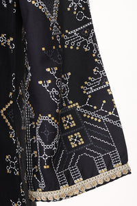 Black Geometric Printed Rayon Straight Kurta With Palazzo and Stole Set