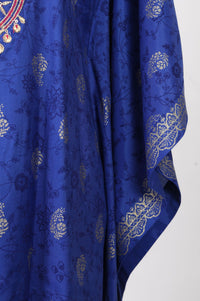 Blue Zari Embroidered Straight Kaftan with Trousers Set