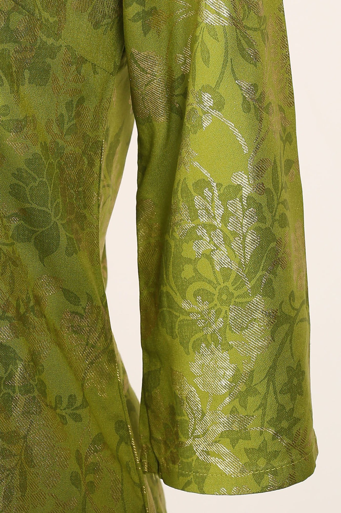 Green Floral Printed Rayon Straight Kurta with Palazzo and Dupatta Set