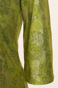 Green Floral Printed Rayon Straight Kurta with Palazzo and Dupatta Set