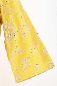 Yellow Embroidered Flared Dress and Short Jacket