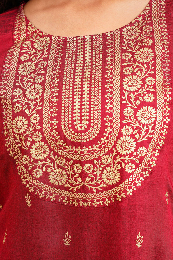 Maroon Embellished Vicuna Crepe Kaftan with Palazzo Set