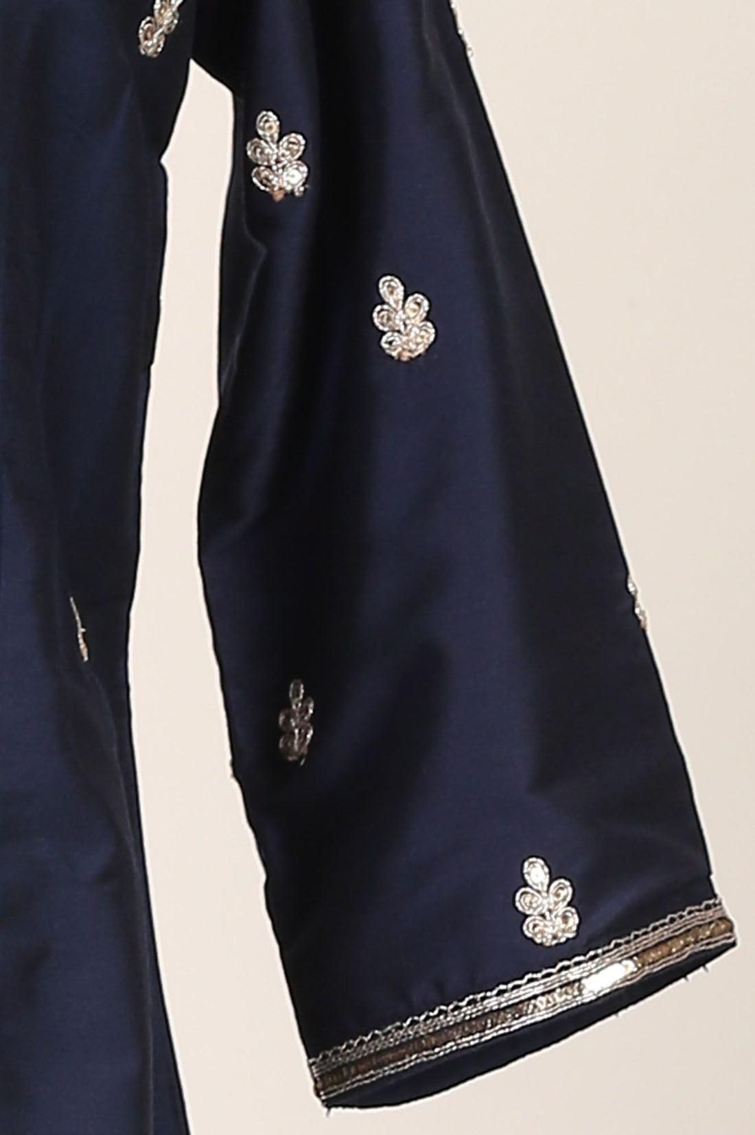Navy Blue Zari Embroidered Yarn Dyed Straight Kurta with Palazzo Co-ord Set