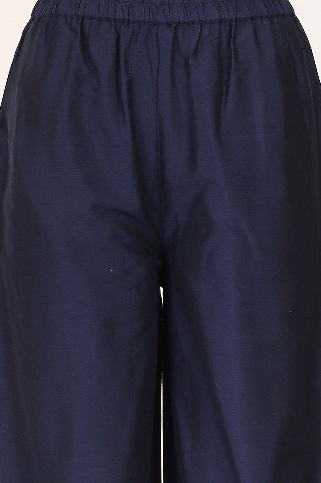 Navy Blue Zari Embroidered Yarn Dyed Straight Kurta with Palazzo Co-ord Set